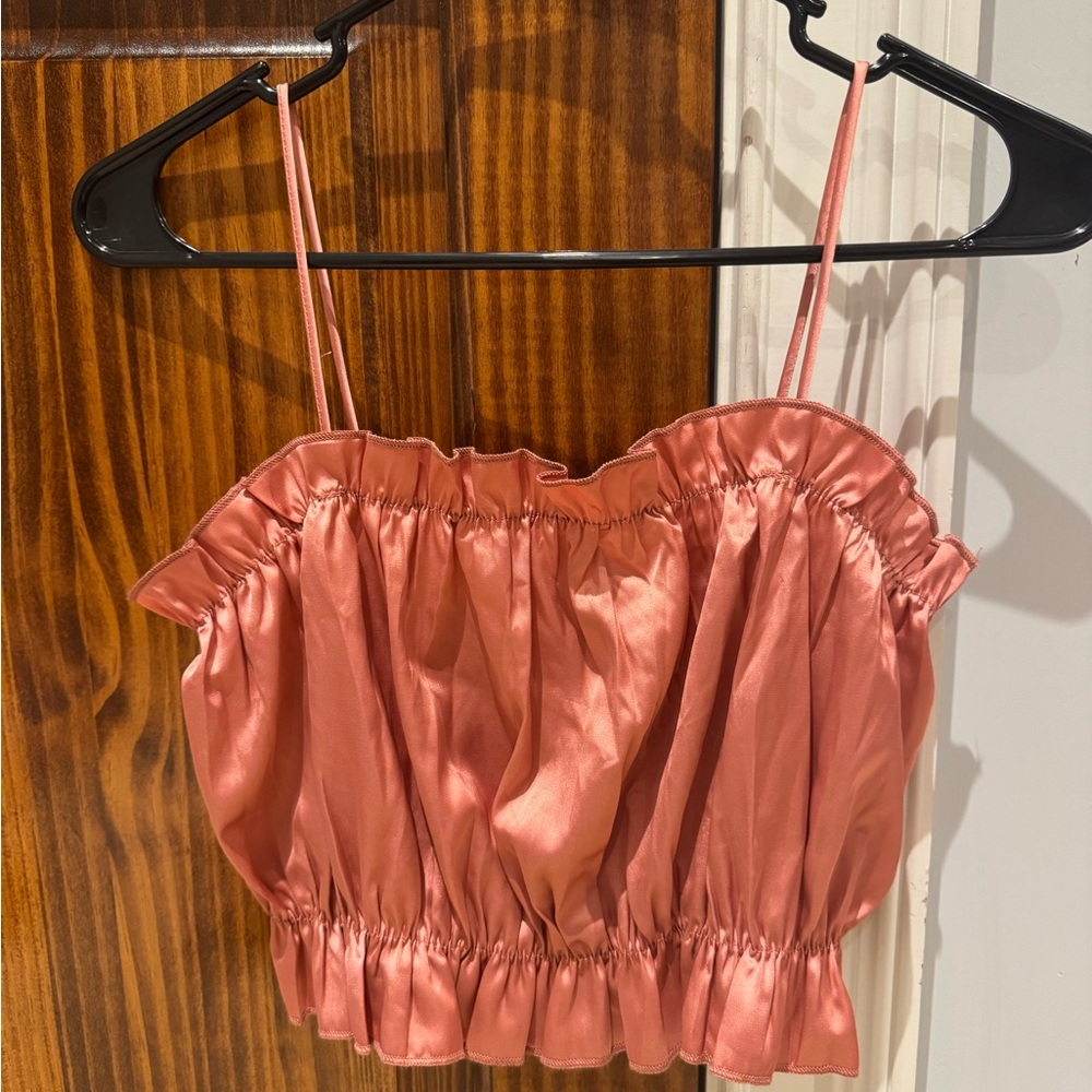 SHEIN Pink Smocked Ruffled Camisole